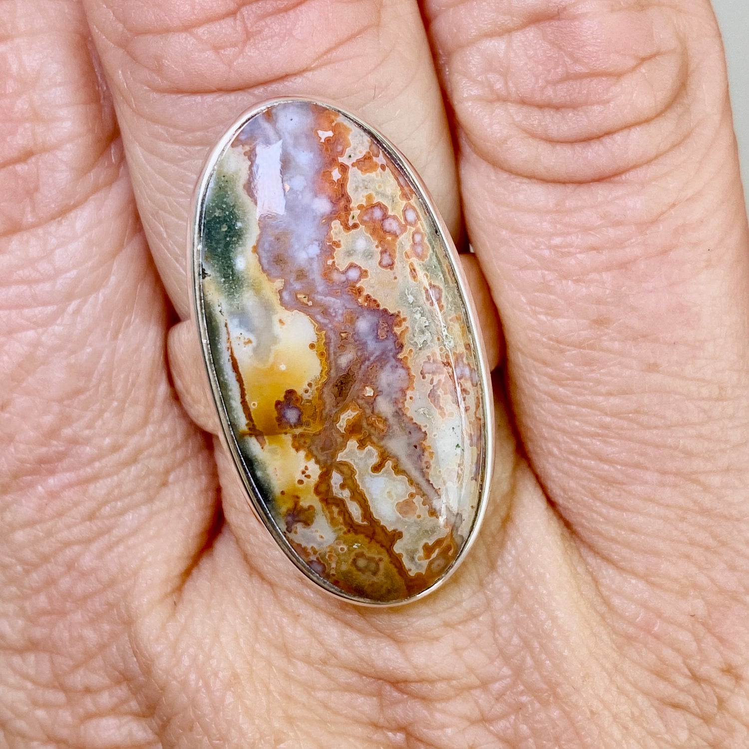 Ocean Jasper Oval Cabochon Ring Size 9 PRGJ852