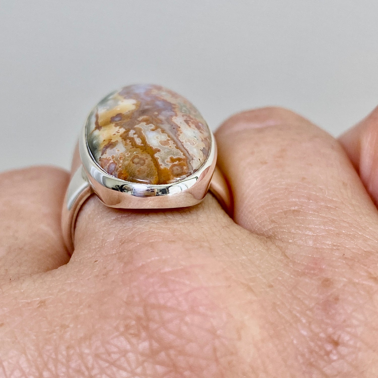 Ocean Jasper Oval Cabochon Ring Size 9 PRGJ852