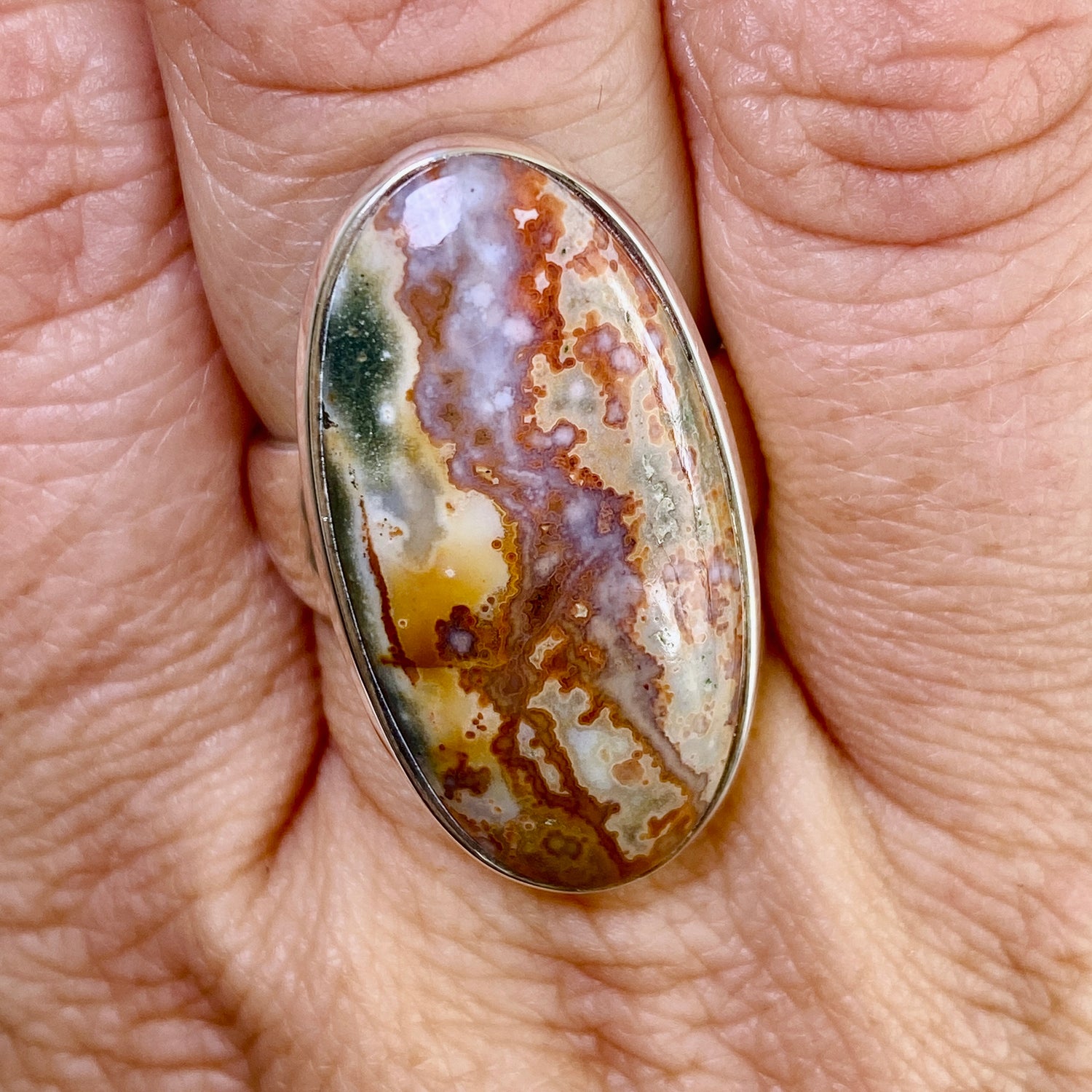 Ocean Jasper Oval Cabochon Ring Size 9 PRGJ852