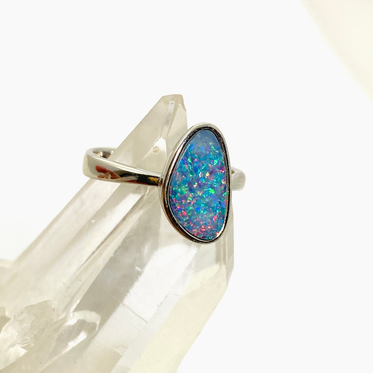 Opal Doublet (Coober Pedy) Freeform Cabochon Ring Size 7 ORG150-59