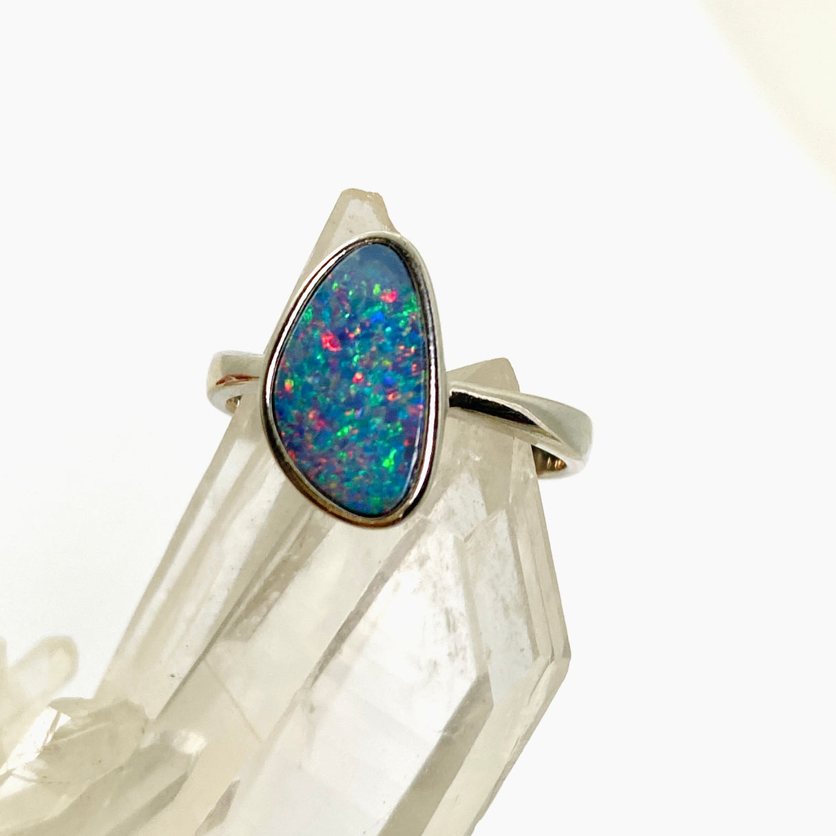 Opal Doublet (Coober Pedy) Freeform Cabochon Ring Size 7 ORG150-59