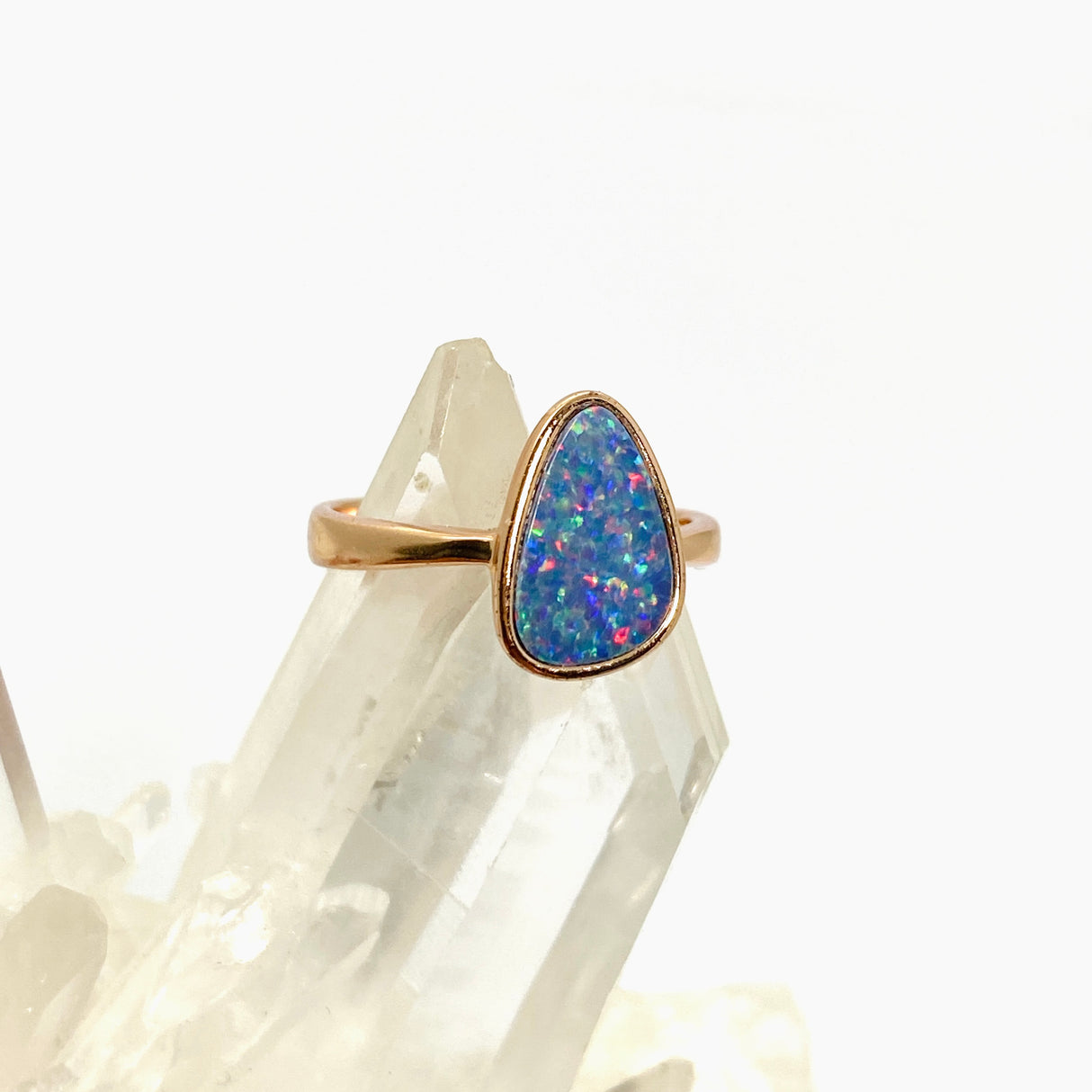 Opal Doublet (Coober Pedy) Freeform Cabochon Rose Gold Plated Ring Size 6.75 ORG150-59RG