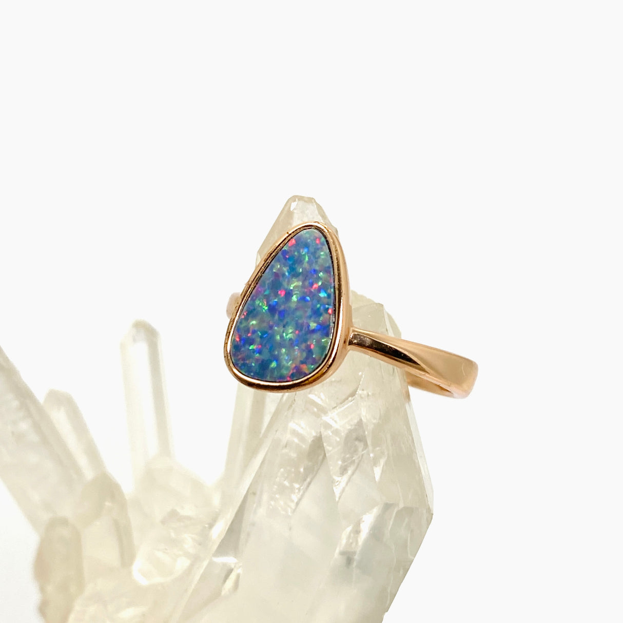 Opal Doublet (Coober Pedy) Freeform Cabochon Rose Gold Plated Ring Size 6.75 ORG150-59RG