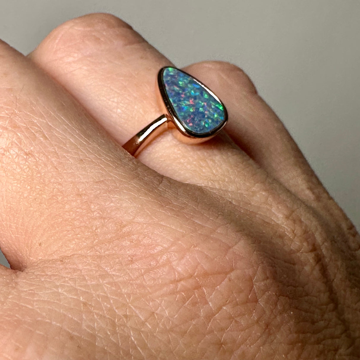 Opal Doublet (Coober Pedy) Freeform Cabochon Rose Gold Plated Ring Size 6.75 ORG150-59RG