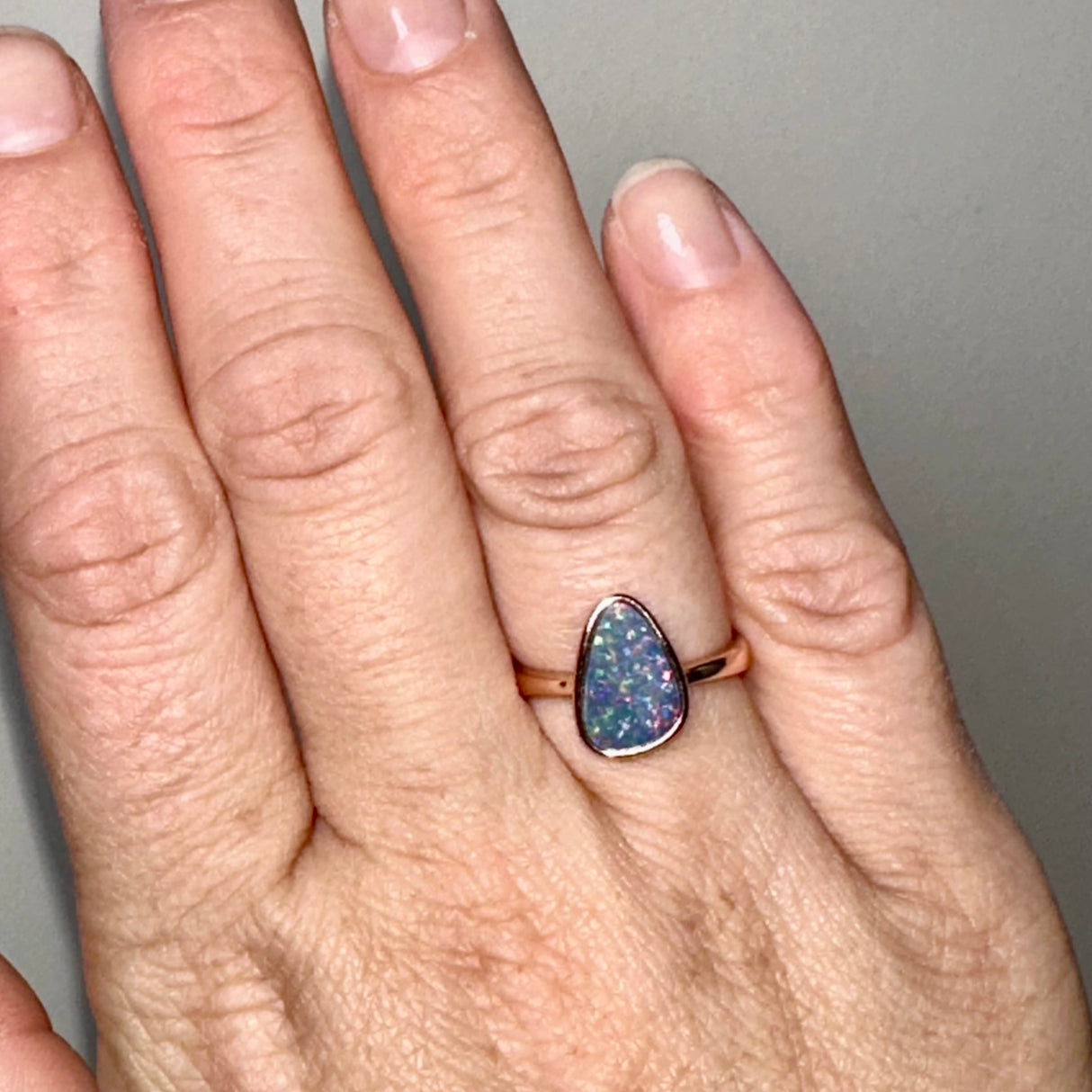 Opal Doublet (Coober Pedy) Freeform Cabochon Rose Gold Plated Ring Size 6.75 ORG150-59RG