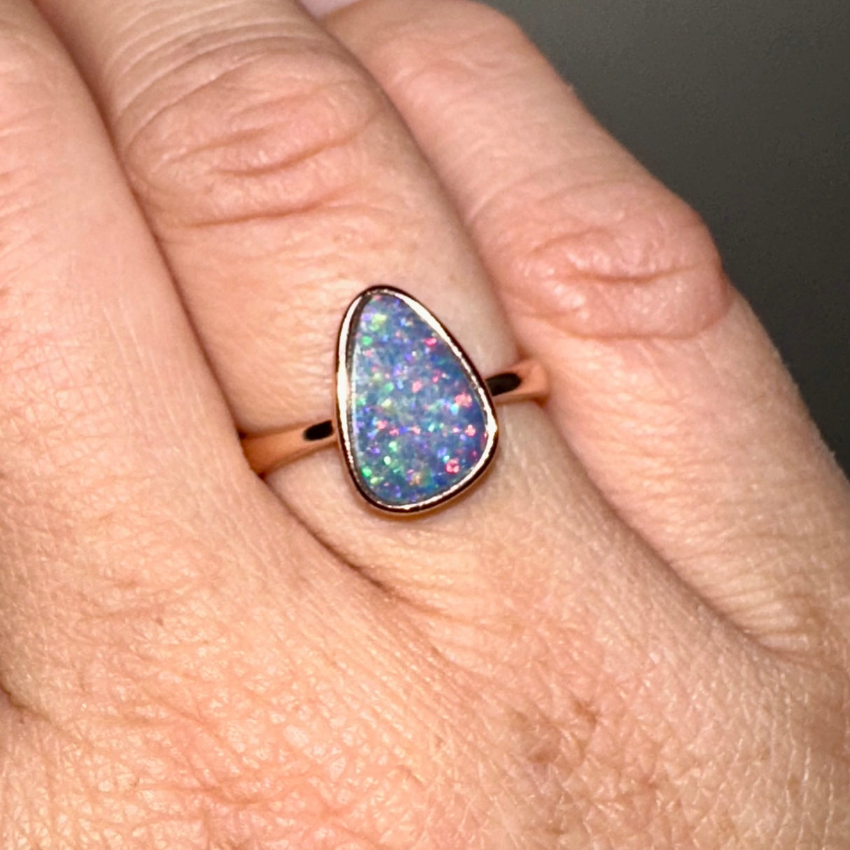 Opal Doublet (Coober Pedy) Freeform Cabochon Rose Gold Plated Ring Size 6.75 ORG150-59RG