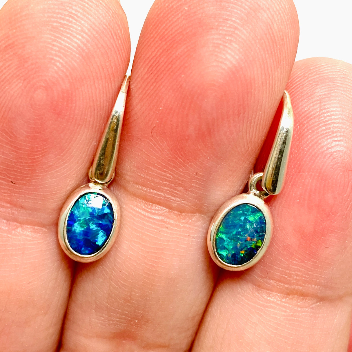 Opal Doublet (Lightning Ridge) Oval Cabochon Earrings PEGJ305