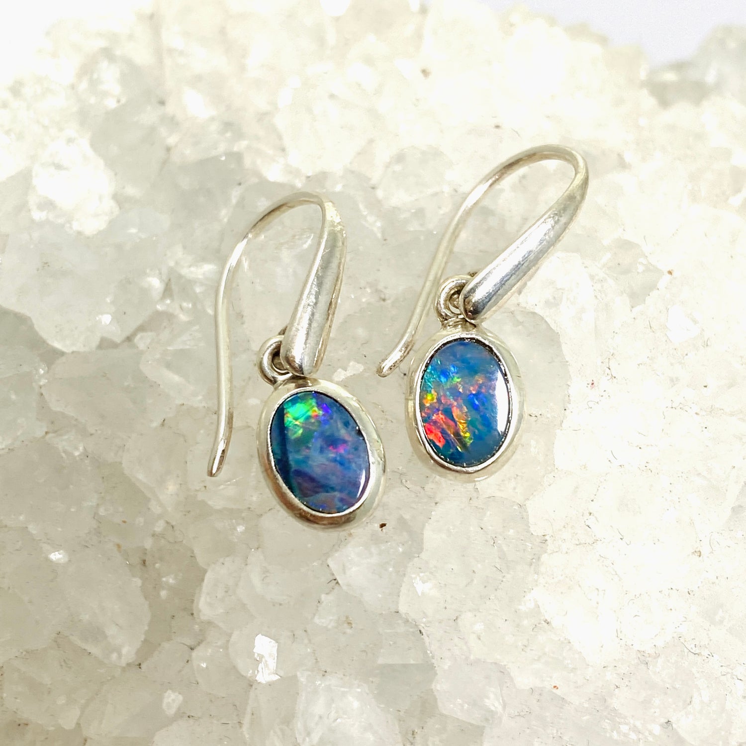Opal Doublet (Lightning Ridge) Oval Cabochon Earrings PEGJ306