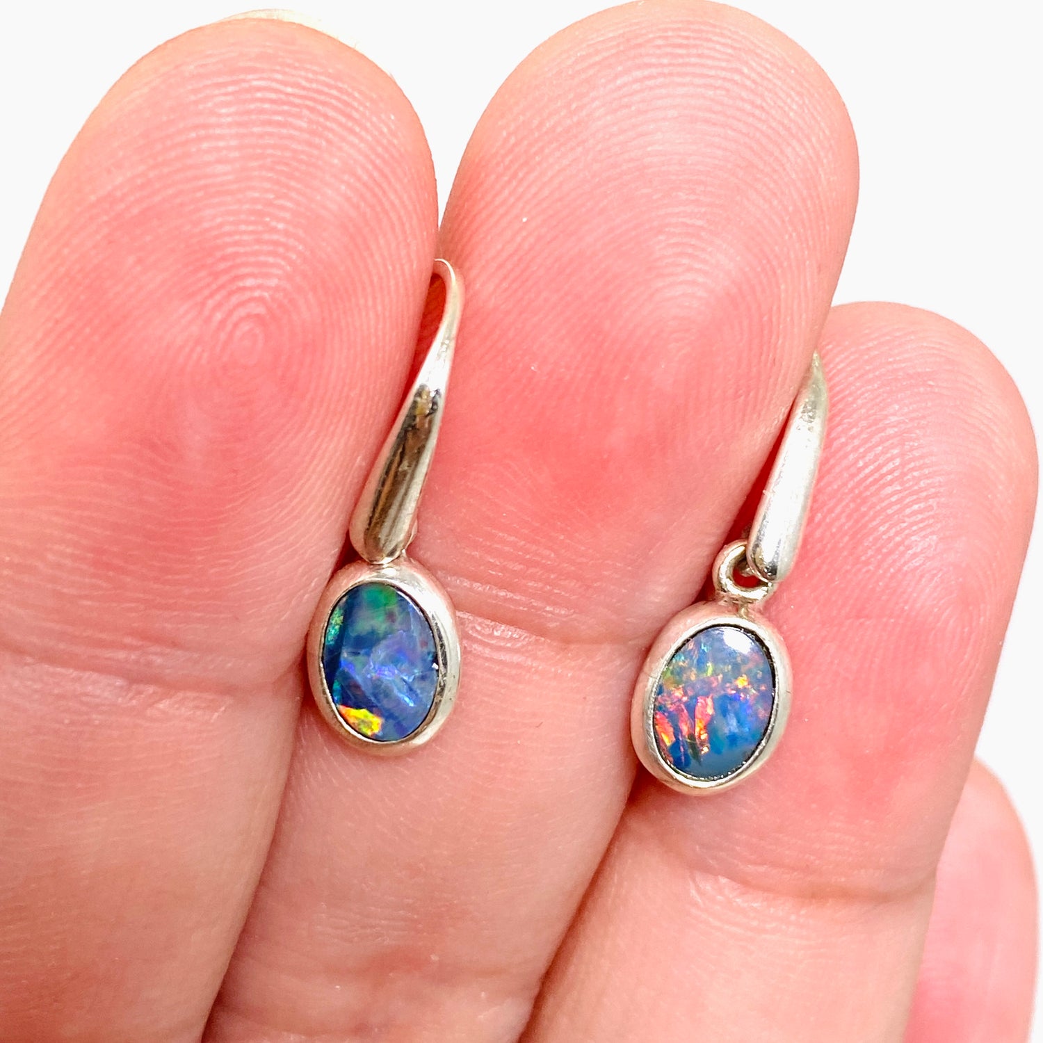 Opal Doublet (Lightning Ridge) Oval Cabochon Earrings PEGJ306