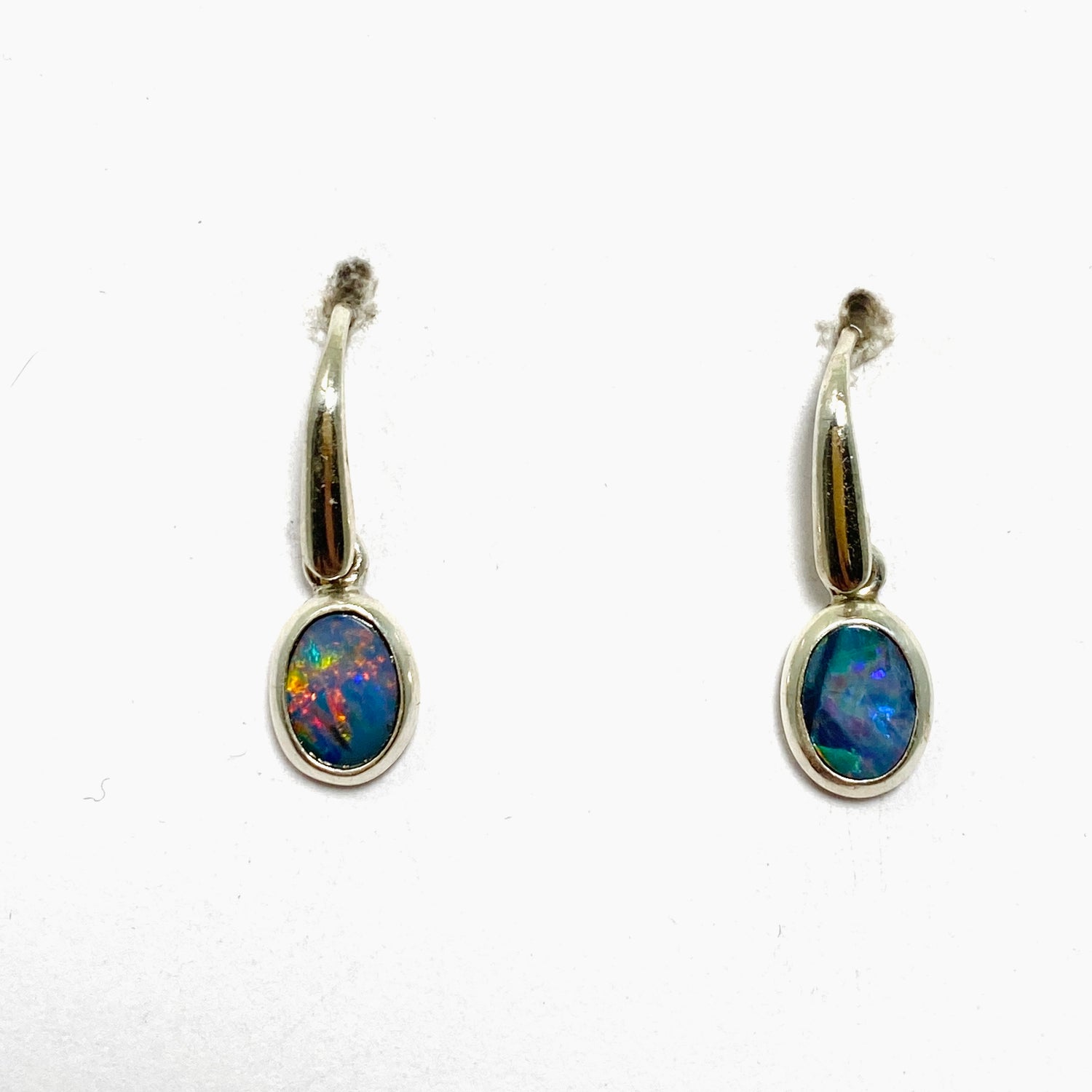 Opal Doublet (Lightning Ridge) Oval Cabochon Earrings PEGJ306