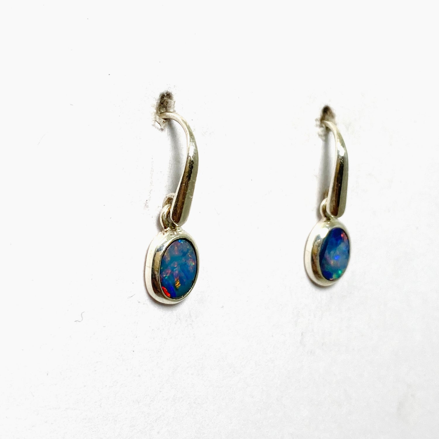 Opal Doublet (Lightning Ridge) Oval Cabochon Earrings PEGJ306