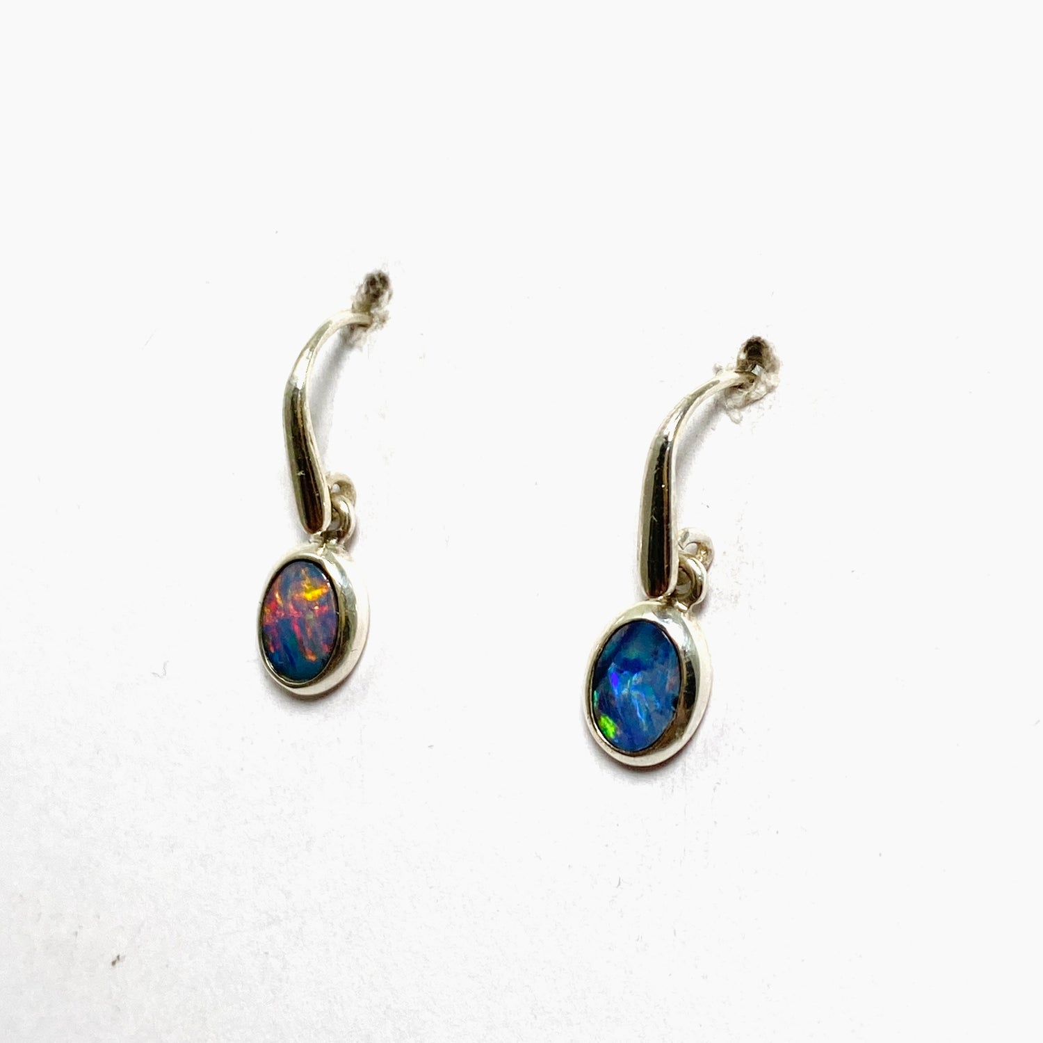 Opal Doublet (Lightning Ridge) Oval Cabochon Earrings PEGJ306