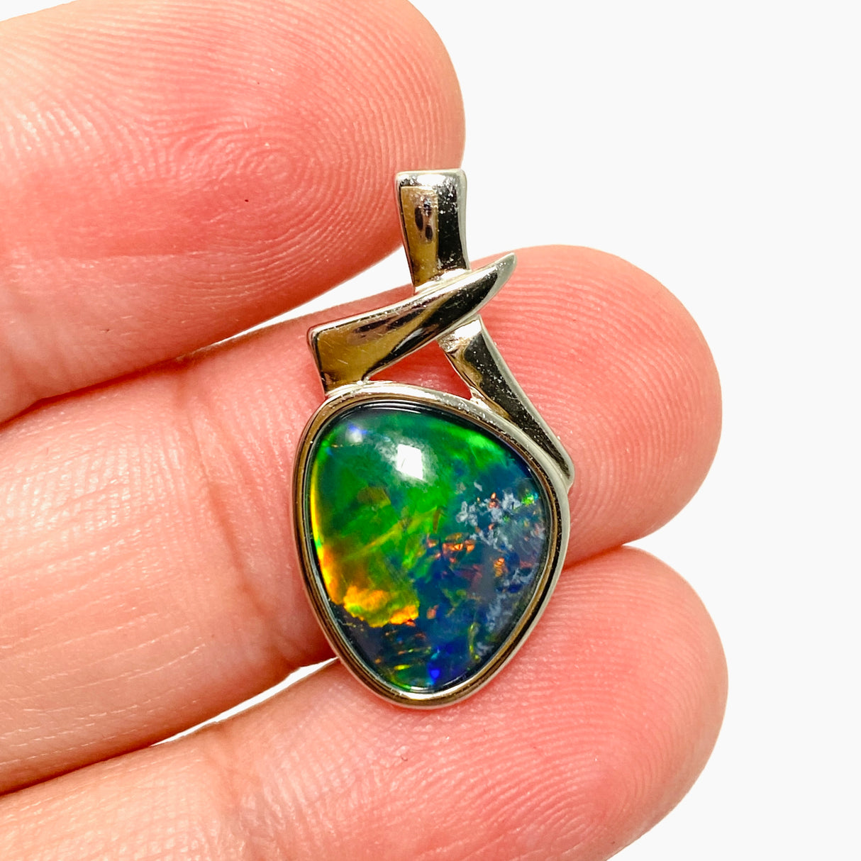 Opal Triplet (Australian) Freeform Cabochon Pendant in a Decorative Setting GPJ16
