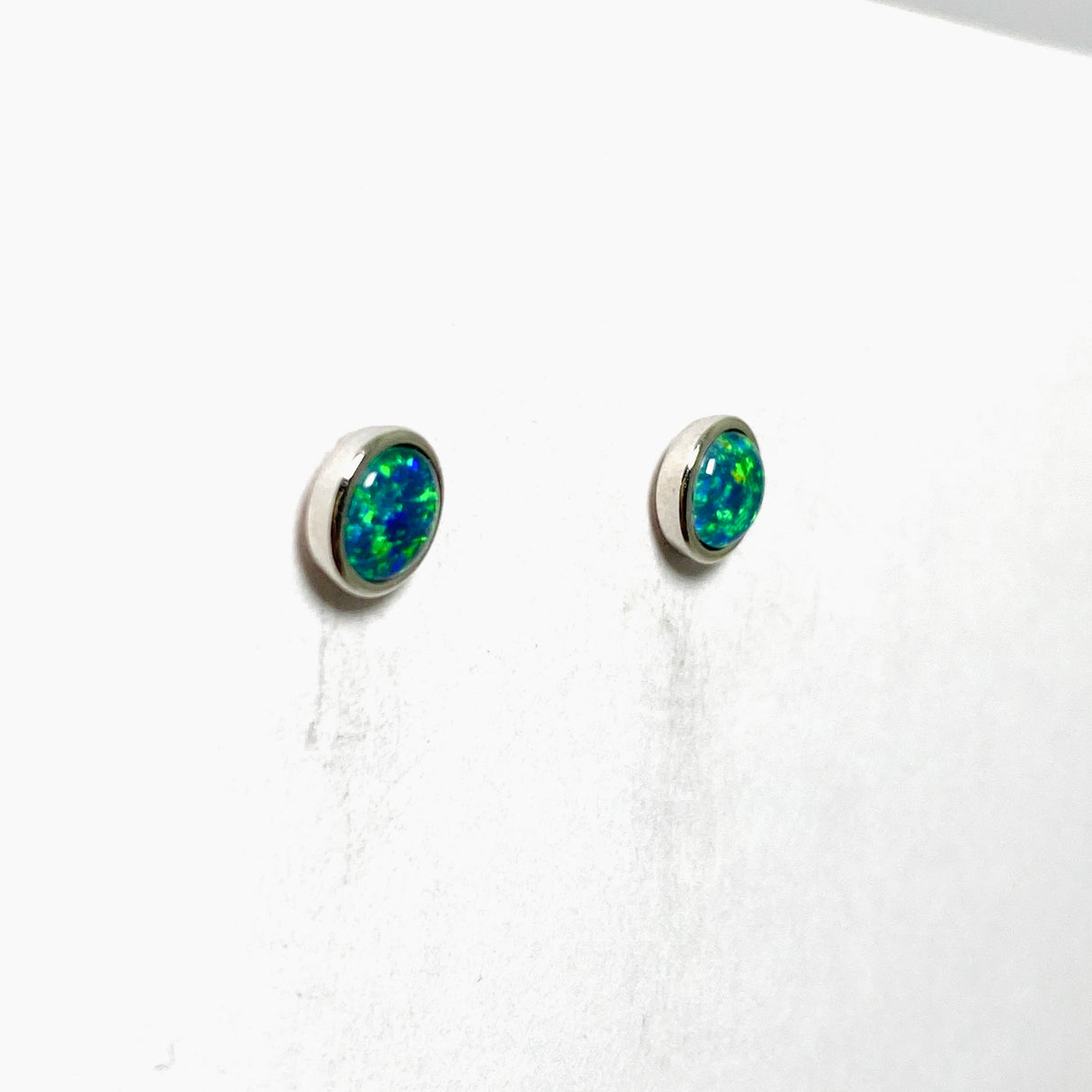 Opal Triplet (Australian) Round Cabochon Stud Earrings GEJ01