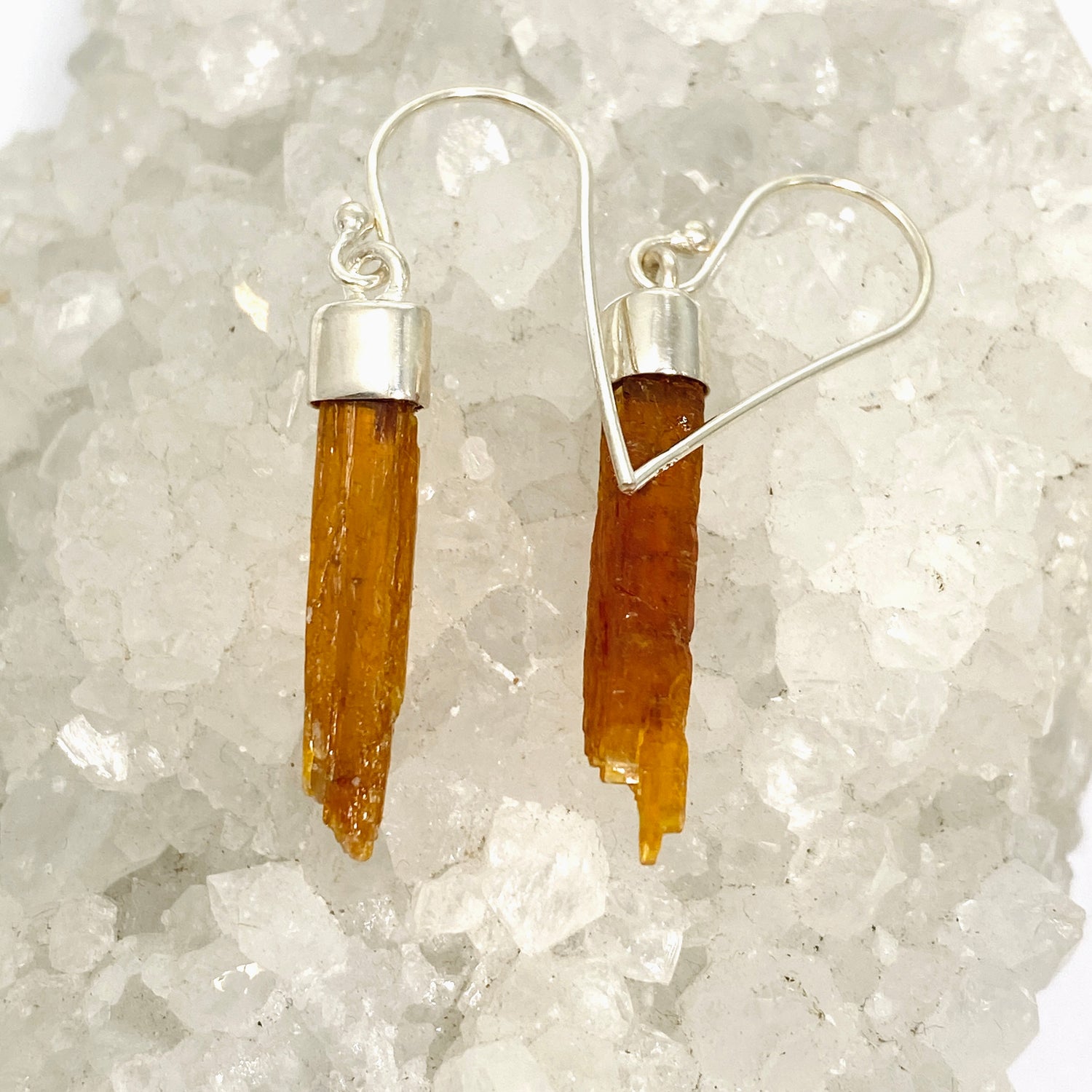 Orange Kyanite Raw Crystal Short Earrings KEGJ1528