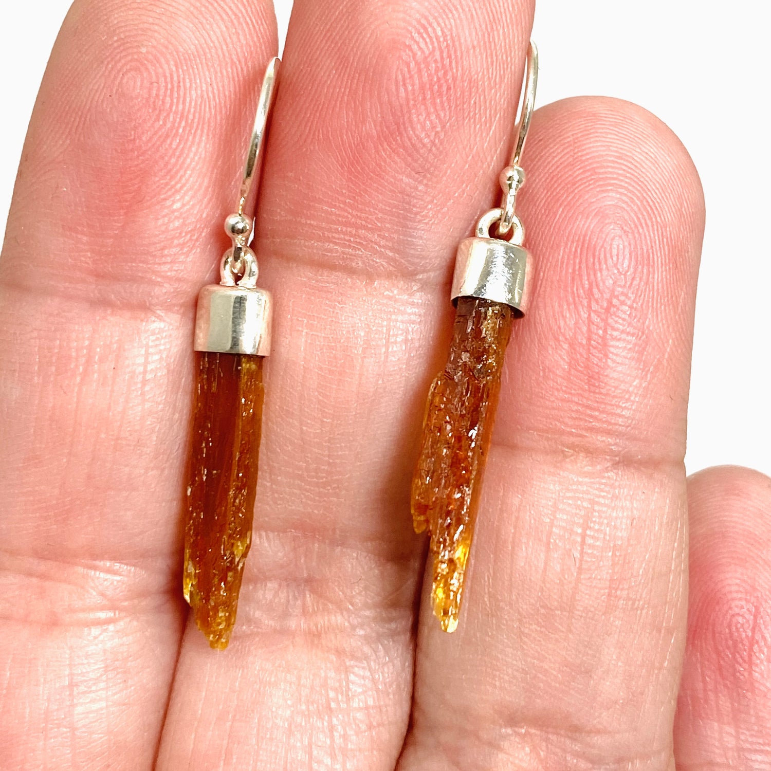 Orange Kyanite Raw Crystal Short Earrings KEGJ1528
