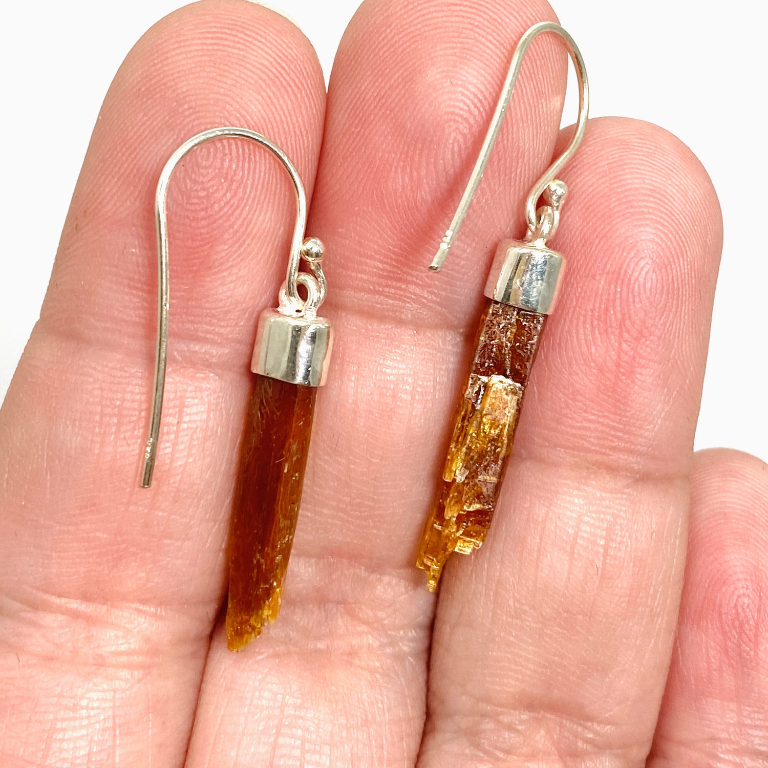 Orange Kyanite Raw Crystal Short Earrings KEGJ1528