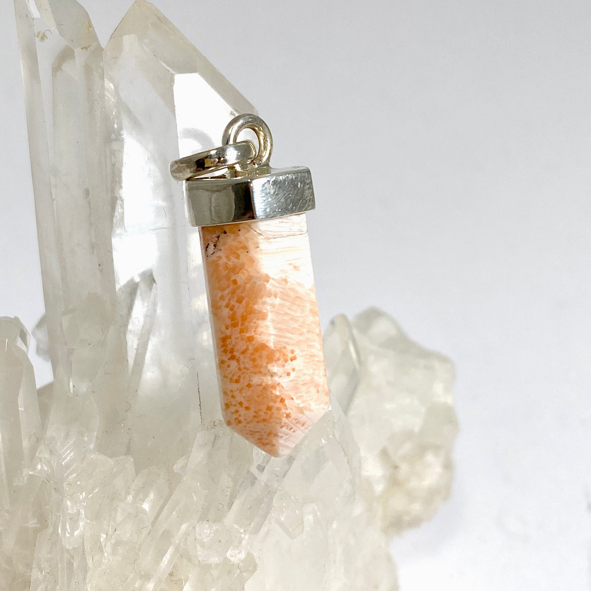 Peach Scolecite Capped Point Pendant PPGJ1240