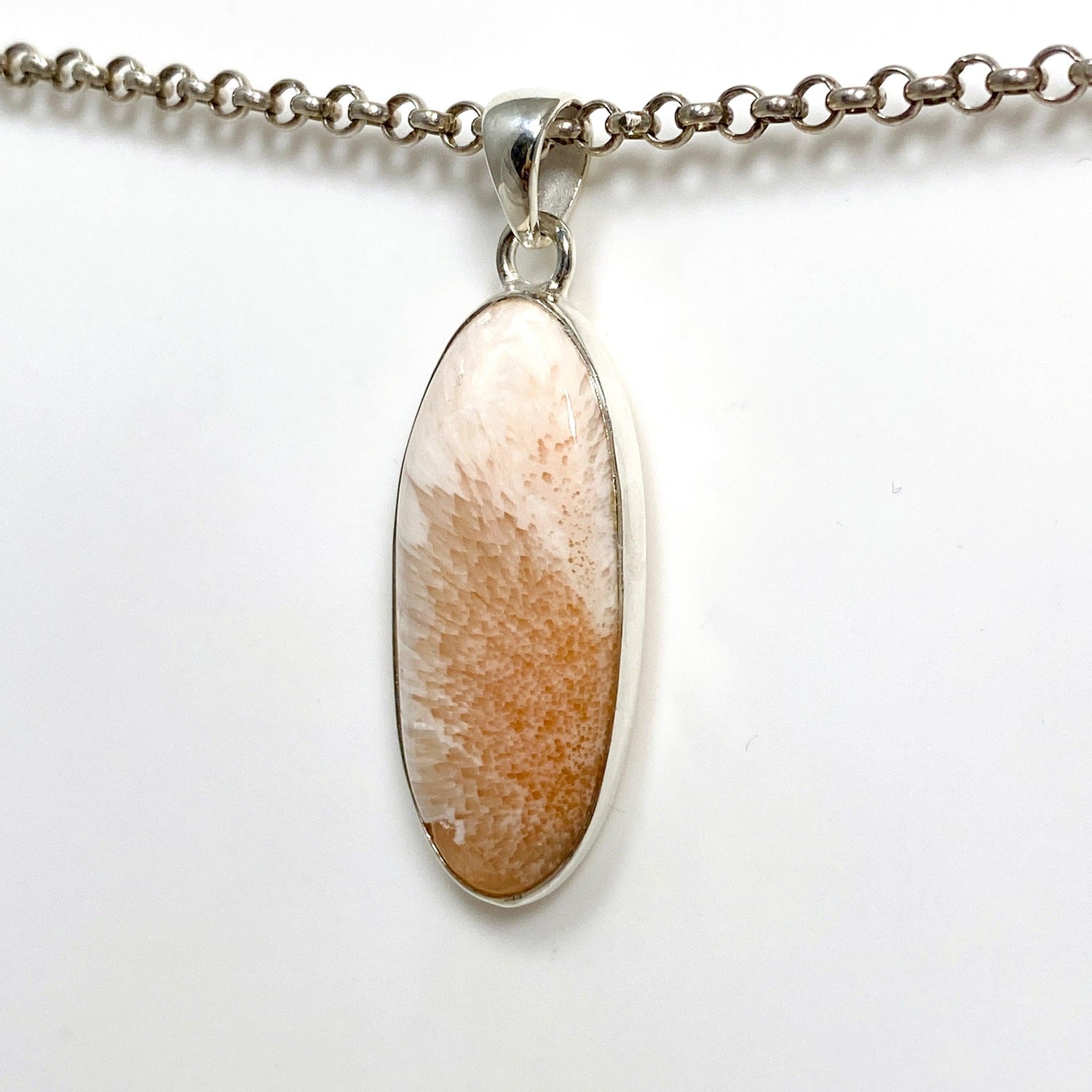 Peach Scolecite Oval Pendant KPGJ4516 - Nature's Magick