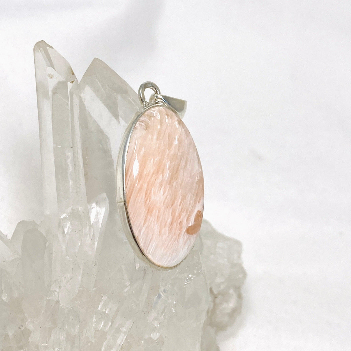 Peach Scolecite Oval Pendant KPGJ4517 - Nature's Magick