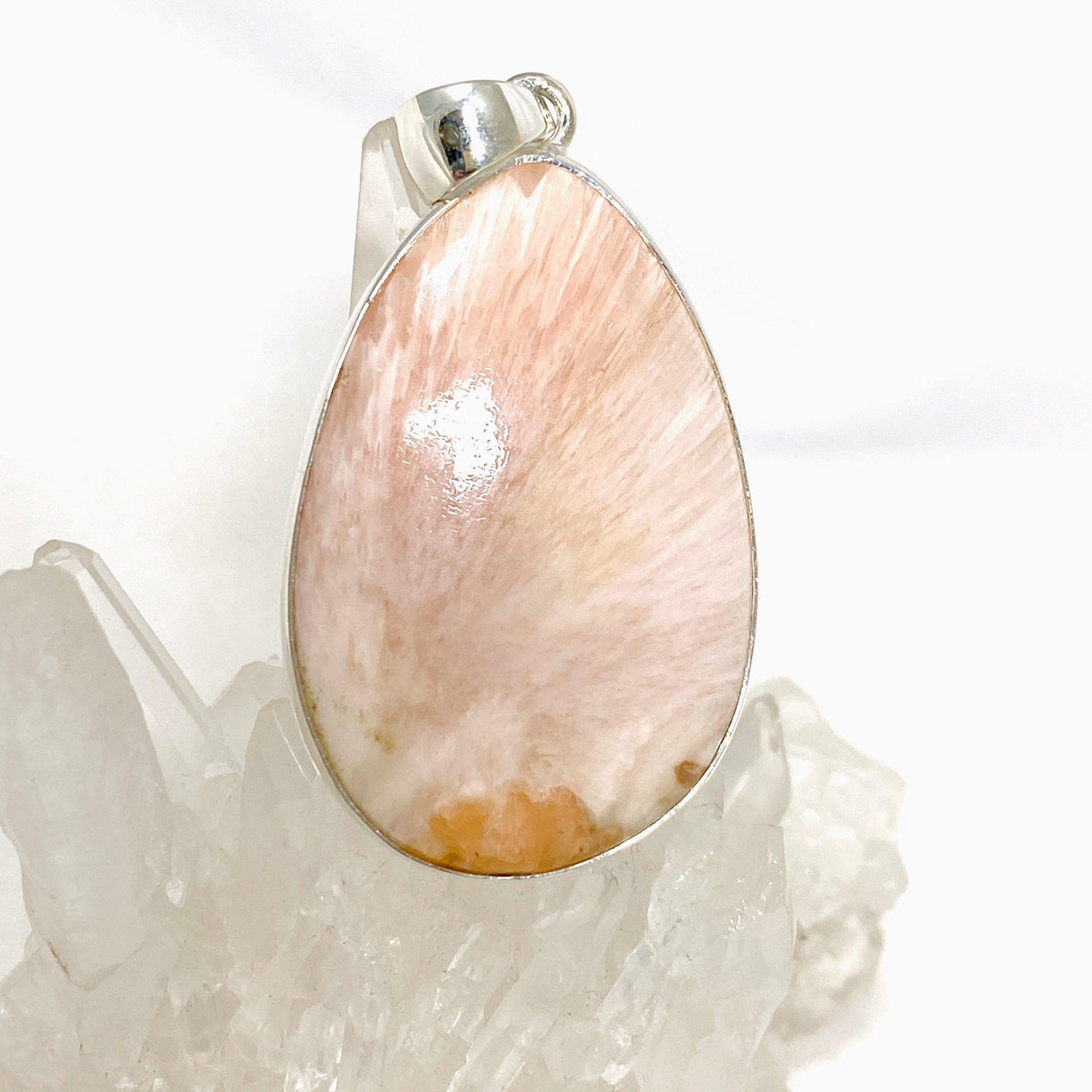 Peach Scolecite Teardrop Pendant KPGJ4522 - Nature's Magick