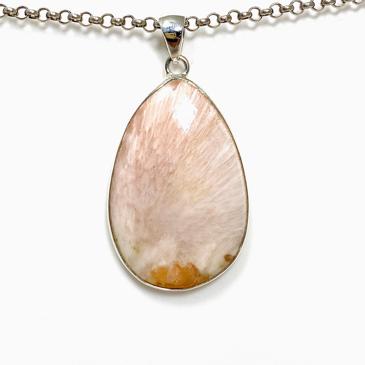 Peach Scolecite Teardrop Pendant KPGJ4522 - Nature's Magick