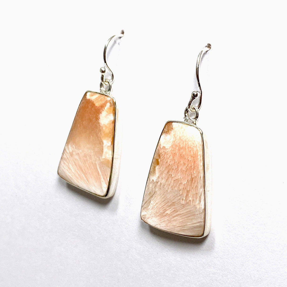 Peach Scolecite Trapezoid Earrings KEGJ1510 - Nature's Magick