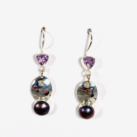 Pearl and Amethyst faceted earrings E2531-AM - Nature's Magick