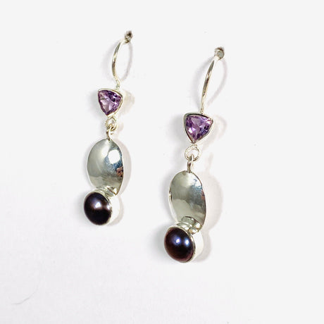 Pearl and Amethyst faceted earrings E2531-AM - Nature's Magick