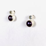 Pearl and Blue Topaz studs S259-BTP - Nature's Magick