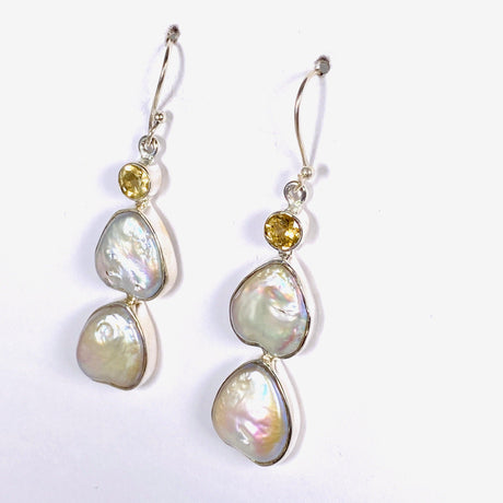 Pearl and Citrine faceted earrings E2530-CT - Nature's Magick