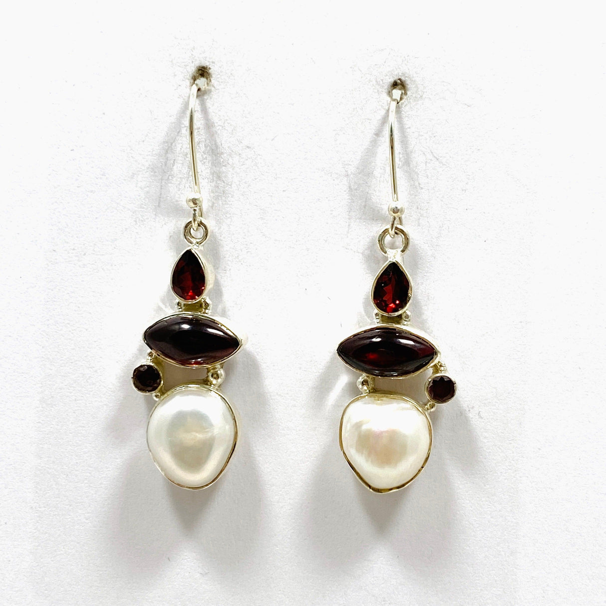 Pearl and Garnet Multi-stone Earrings KEGJ1446 - Nature's Magick