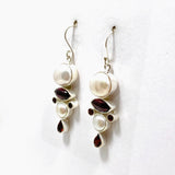 Pearl and Garnet Multi-stone Earrings KEGJ1447 - Nature's Magick