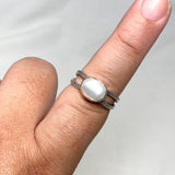Pearl Oval Decorative Split Band Ring R3861 - Nature's Magick