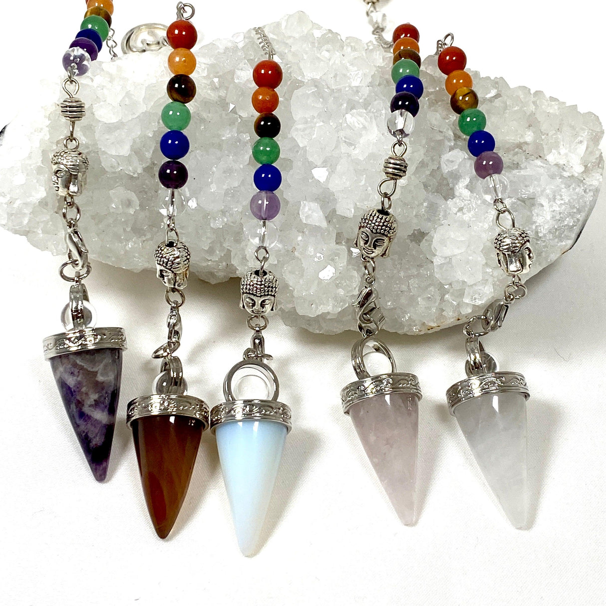 Pendulum- Gemstone drop with chakra beads PD7 - Nature's Magick