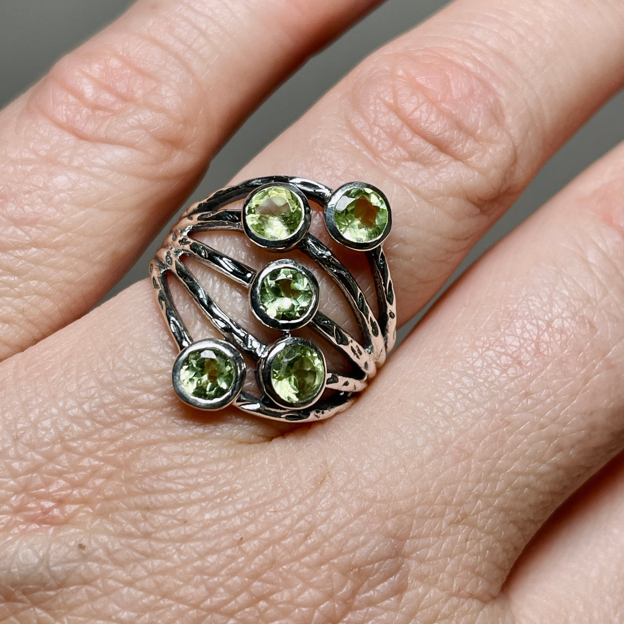 Peridot Multi-stone Faceted Gemstone Ring R3875