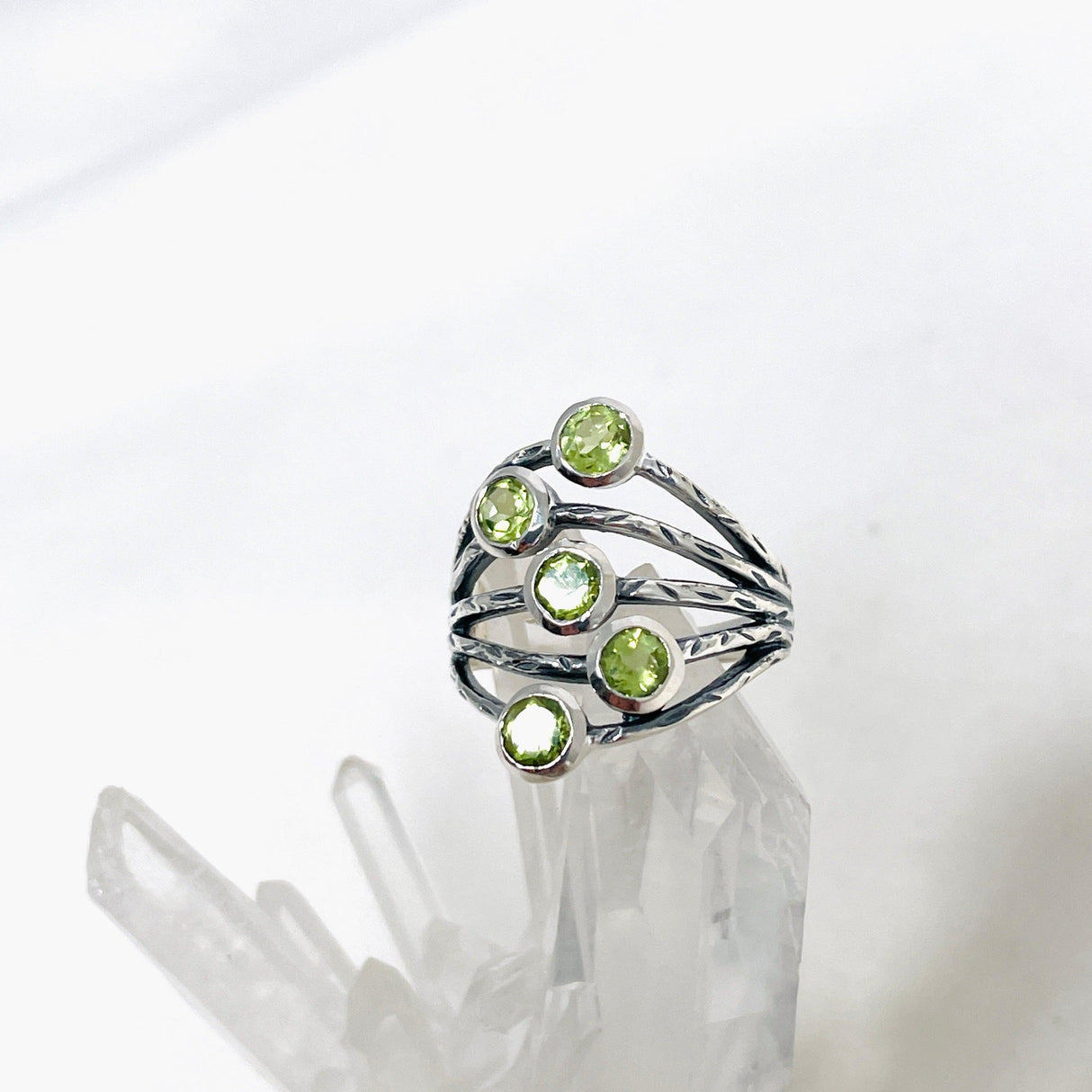 Peridot Multi-stone Faceted Gemstone Ring R3875 - Nature's Magick