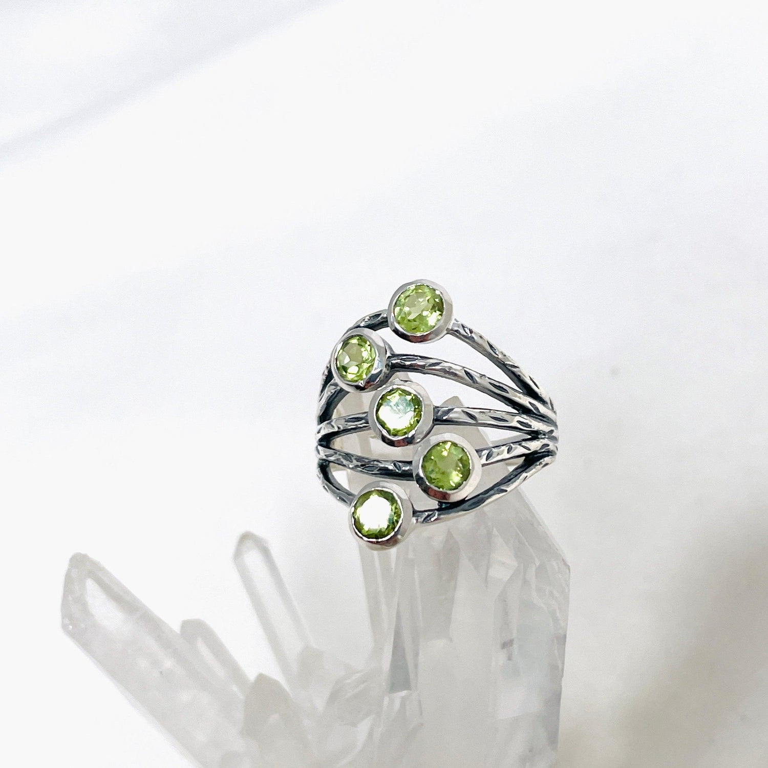 Peridot Multi-stone Faceted Gemstone Ring R3875 - Nature's Magick