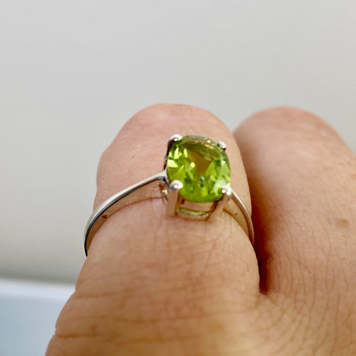 Peridot Oval Faceted Ring Size 5.5 PRGJ631