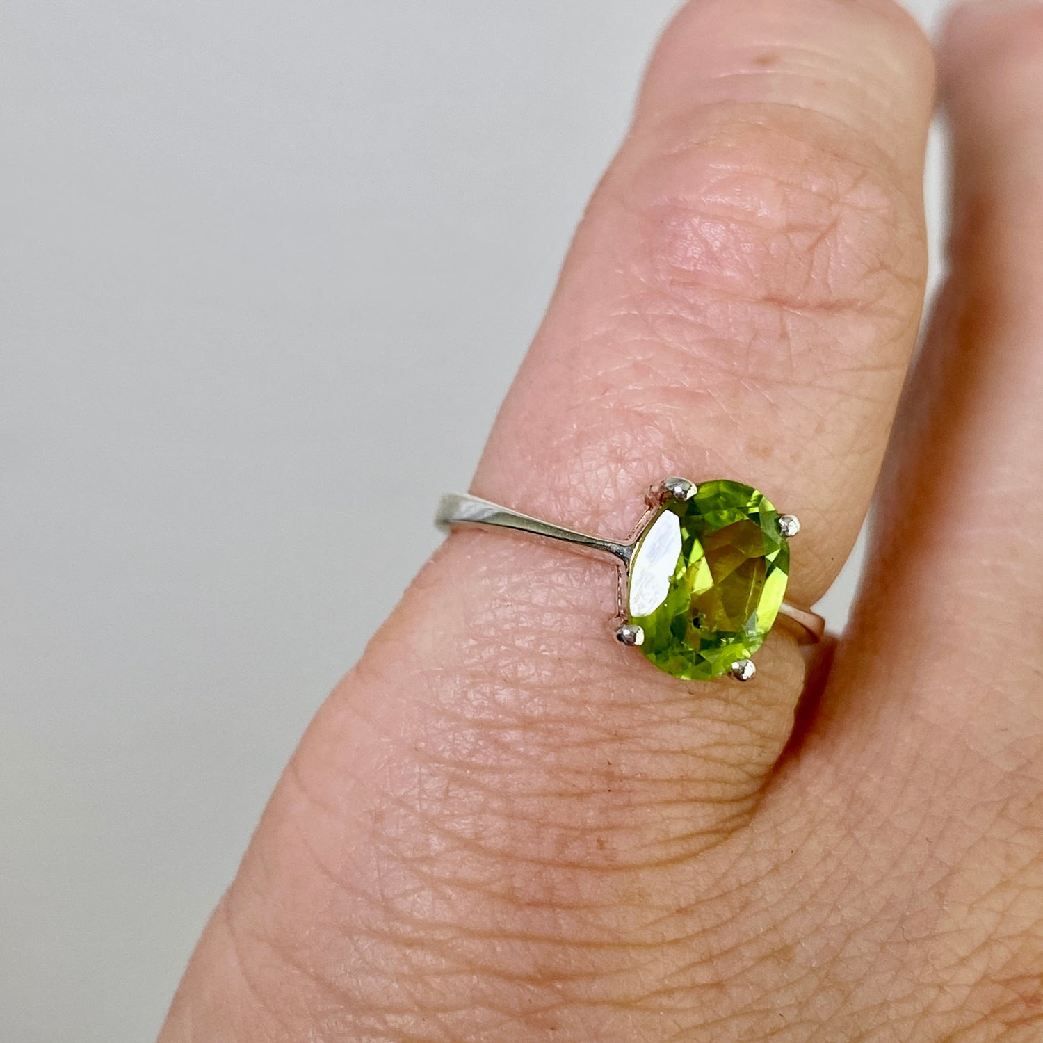 Peridot Oval Faceted Ring Size 5.5 PRGJ631