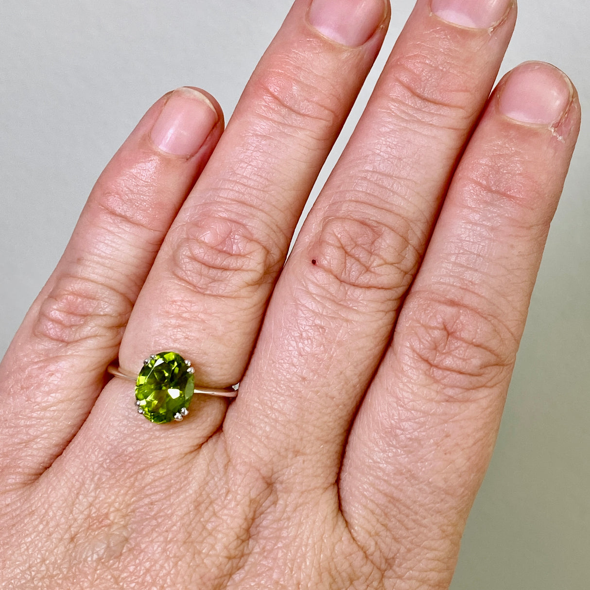 Peridot Oval Faceted Ring Size 5.5 PRGJ842