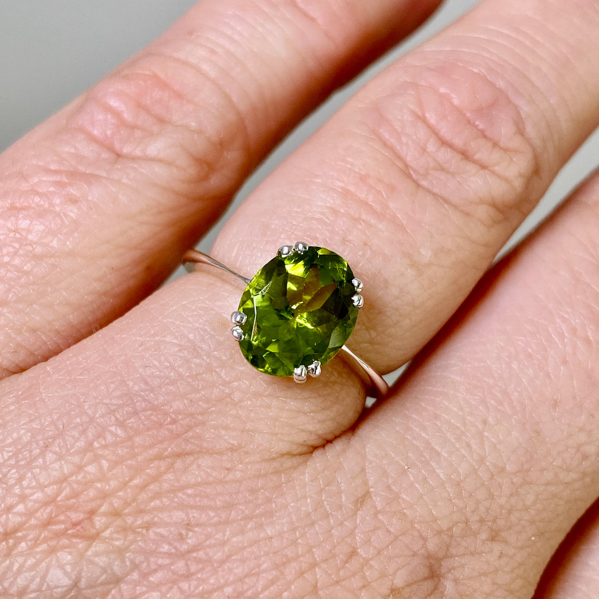 Peridot Oval Faceted Ring Size 5.5 PRGJ842