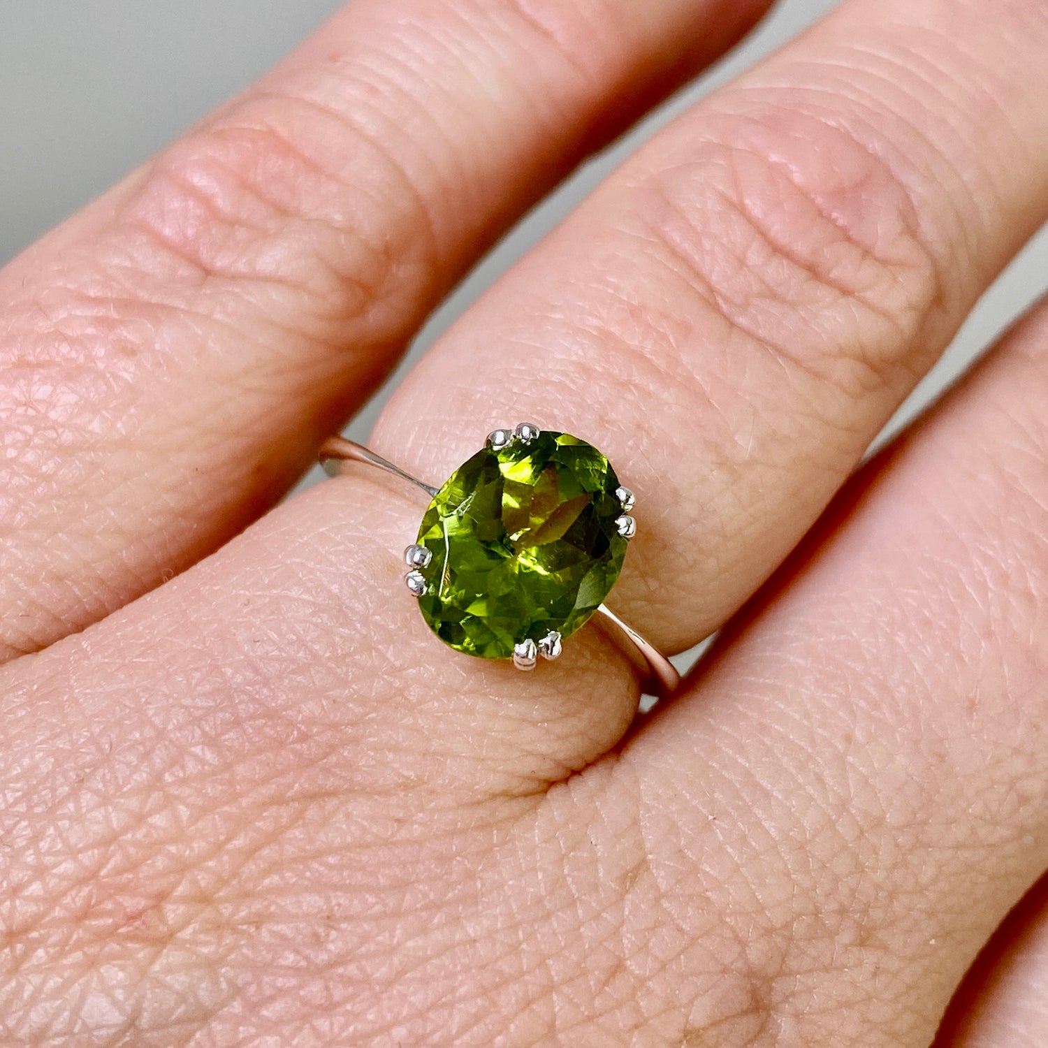 Peridot Oval Faceted Ring Size 5.5 PRGJ842