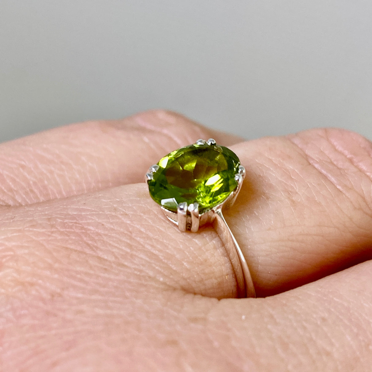 Peridot Oval Faceted Ring Size 5.5 PRGJ842