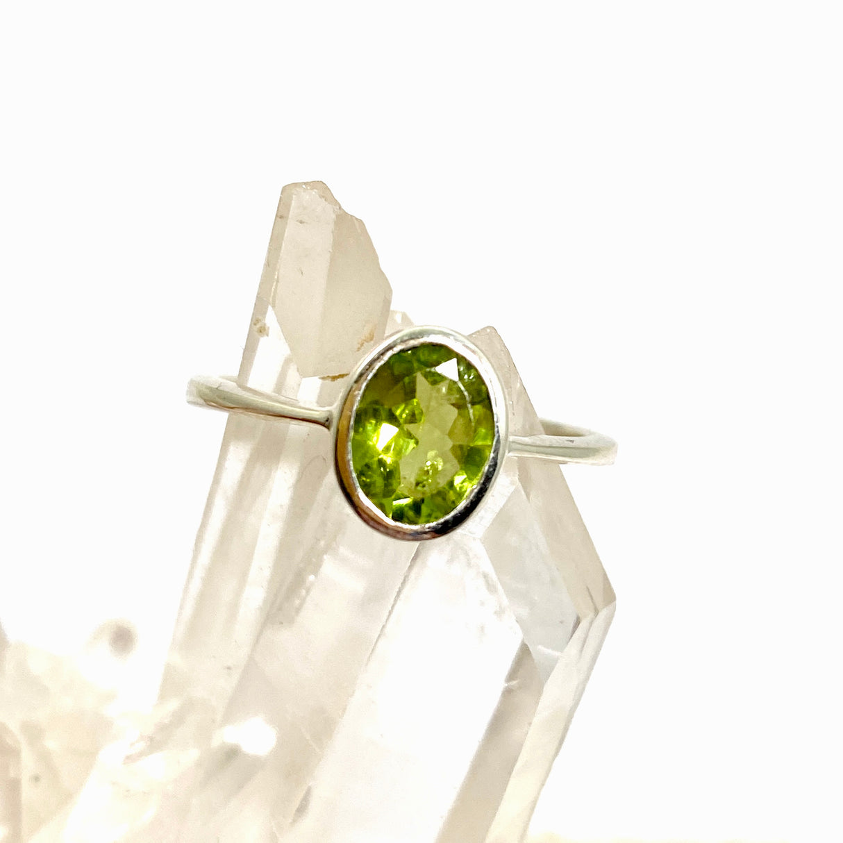 Peridot Oval Faceted Ring Size 8.5 PRGJ841