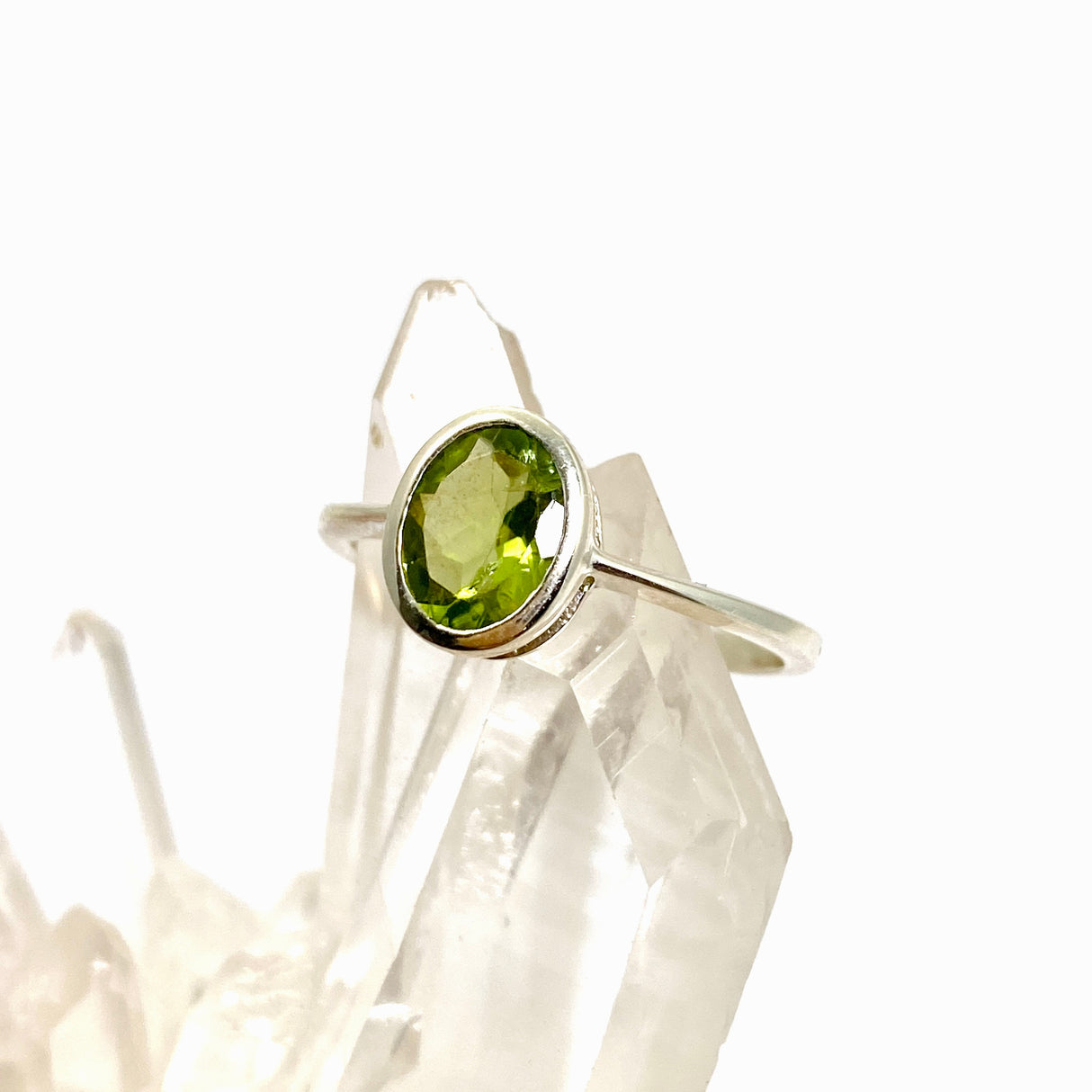Peridot Oval Faceted Ring Size 8.5 PRGJ841