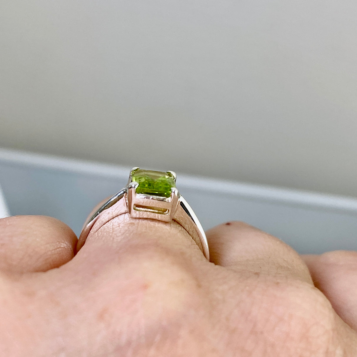 Peridot Rectangular Faceted Ring Size 6 PRGJ843