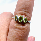 Peridot Triple Stone Faceted Ring R3956 - Nature's Magick
