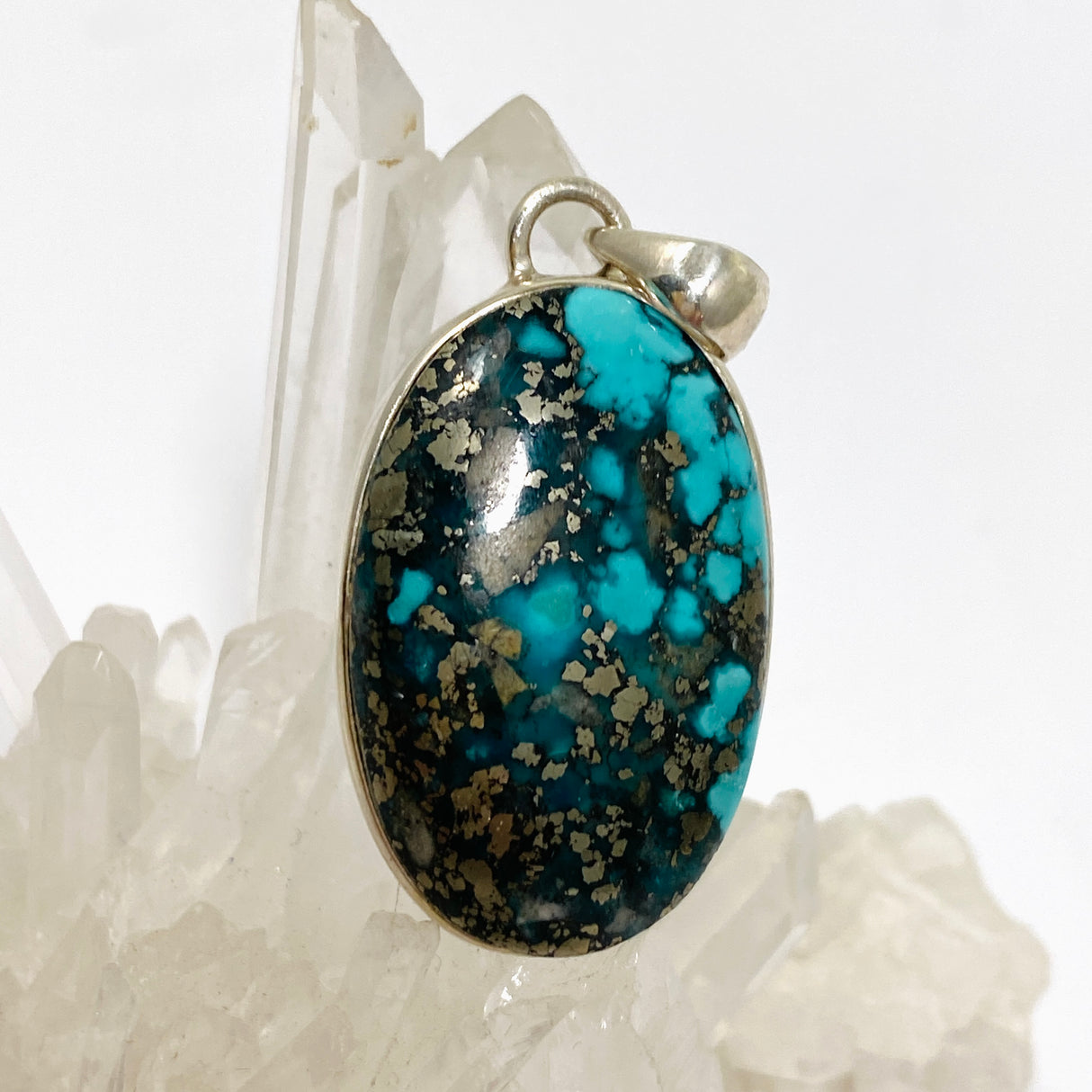 Turquoise with Pyrite Oval Cabochon Pendant PPGJ1021