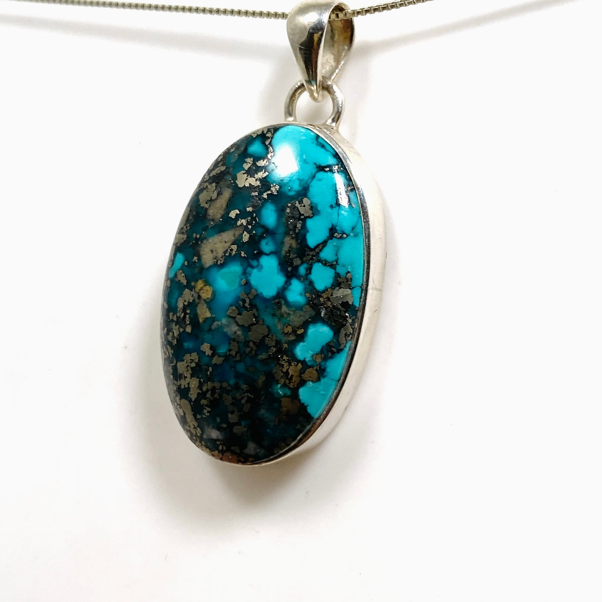 Turquoise with Pyrite Oval Cabochon Pendant PPGJ1021